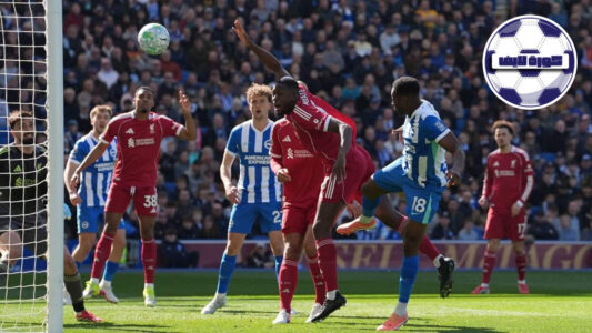 داني ويلبيك يحتفل بهدفه في مرمى ليفربول خلال مباراة برايتون وليفربول في الدوري الإنجليزي